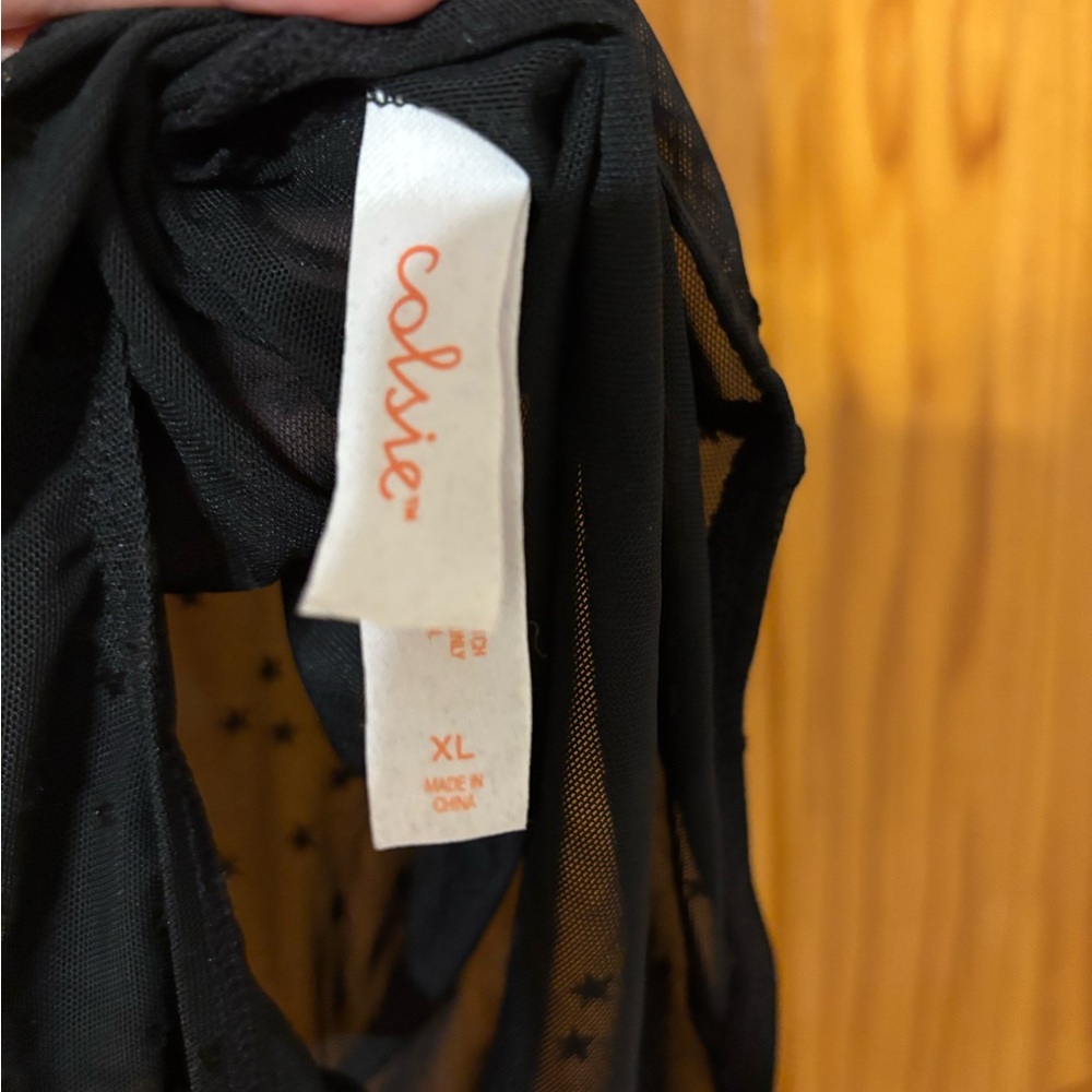 Colsie Black Sheer Star Bodysuit - Picture 5 of 5